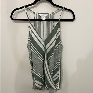 Market & Spruce Olive & White Striped Wrap-Style Cami